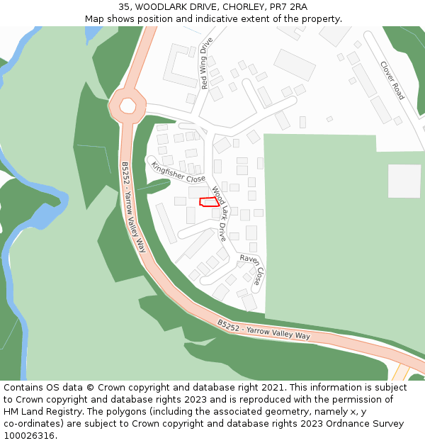 35, WOODLARK DRIVE, CHORLEY, PR7 2RA: Location map and indicative extent of plot