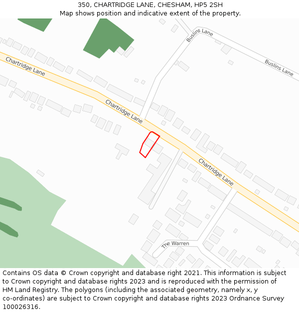 350, CHARTRIDGE LANE, CHESHAM, HP5 2SH: Location map and indicative extent of plot