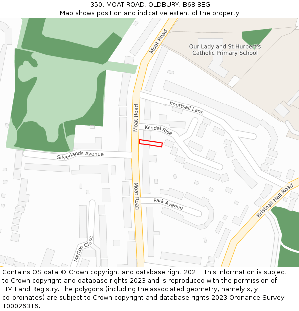 350, MOAT ROAD, OLDBURY, B68 8EG: Location map and indicative extent of plot