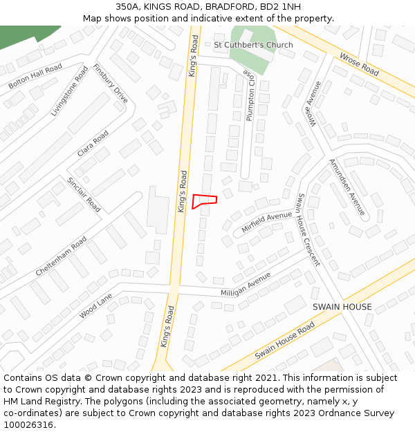 350A, KINGS ROAD, BRADFORD, BD2 1NH: Location map and indicative extent of plot