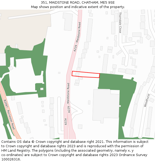 351, MAIDSTONE ROAD, CHATHAM, ME5 9SE: Location map and indicative extent of plot