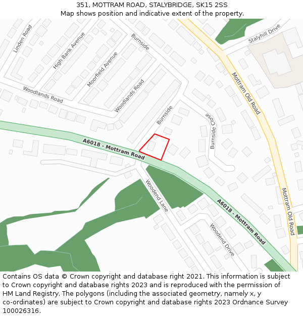 351, MOTTRAM ROAD, STALYBRIDGE, SK15 2SS: Location map and indicative extent of plot