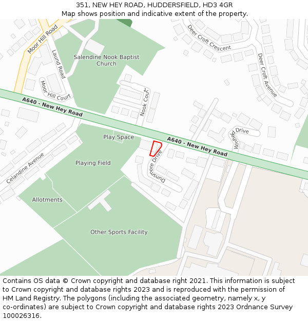 351, NEW HEY ROAD, HUDDERSFIELD, HD3 4GR: Location map and indicative extent of plot