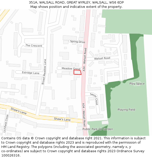 351A, WALSALL ROAD, GREAT WYRLEY, WALSALL, WS6 6DP: Location map and indicative extent of plot