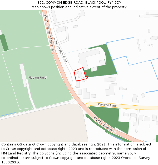 352, COMMON EDGE ROAD, BLACKPOOL, FY4 5DY: Location map and indicative extent of plot