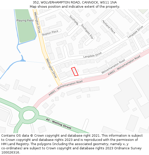 352, WOLVERHAMPTON ROAD, CANNOCK, WS11 1NA: Location map and indicative extent of plot