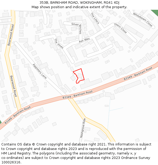 353B, BARKHAM ROAD, WOKINGHAM, RG41 4DJ: Location map and indicative extent of plot