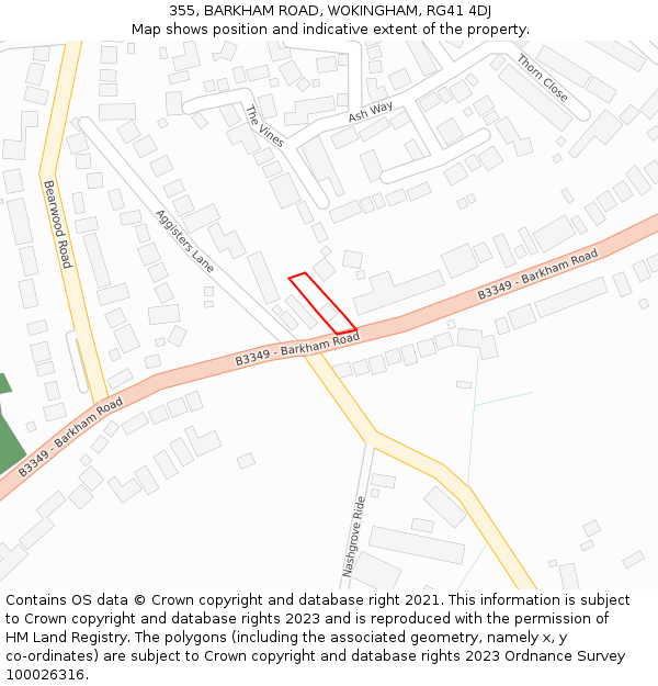 355, BARKHAM ROAD, WOKINGHAM, RG41 4DJ: Location map and indicative extent of plot