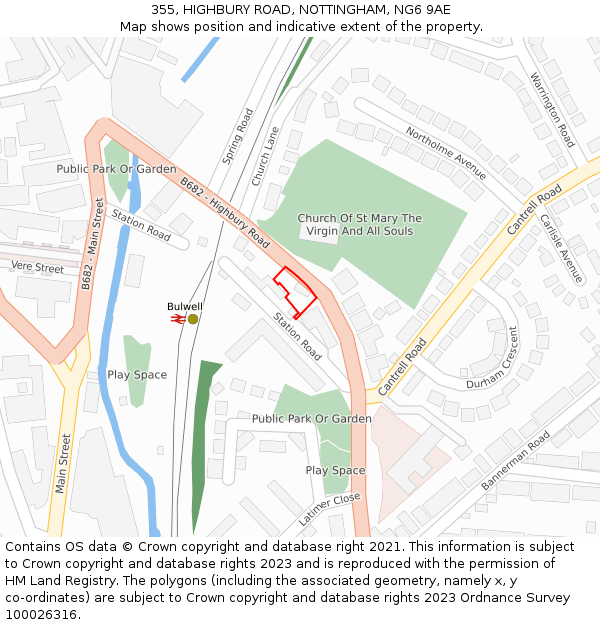 355, HIGHBURY ROAD, NOTTINGHAM, NG6 9AE: Location map and indicative extent of plot