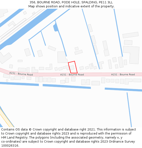 356, BOURNE ROAD, PODE HOLE, SPALDING, PE11 3LL: Location map and indicative extent of plot