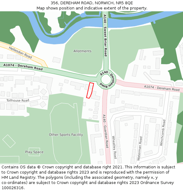 356, DEREHAM ROAD, NORWICH, NR5 8QE: Location map and indicative extent of plot