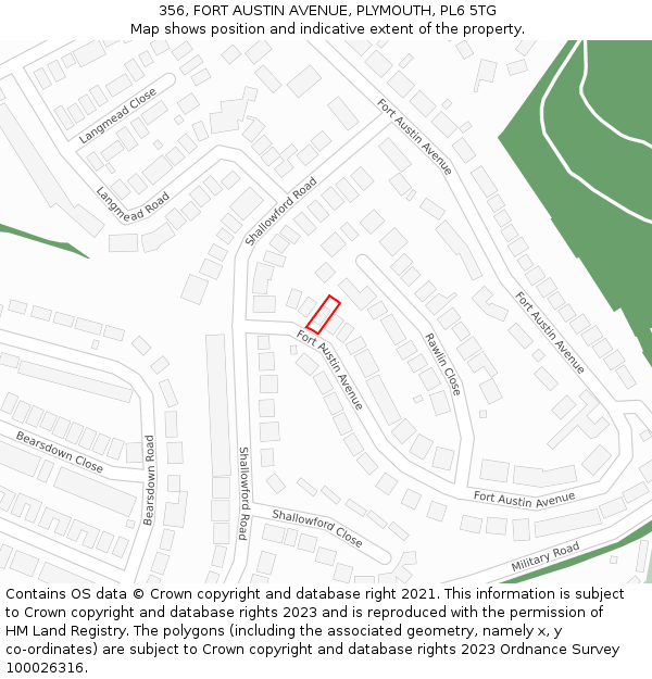 356, FORT AUSTIN AVENUE, PLYMOUTH, PL6 5TG: Location map and indicative extent of plot