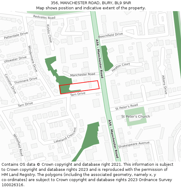 356, MANCHESTER ROAD, BURY, BL9 9NR: Location map and indicative extent of plot