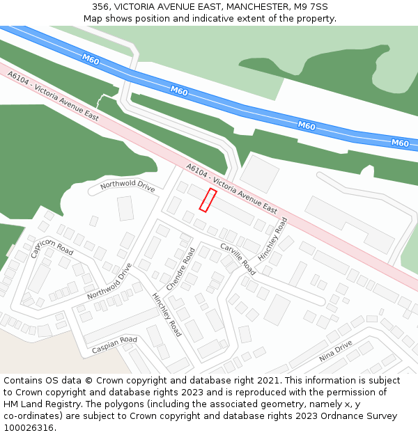 356, VICTORIA AVENUE EAST, MANCHESTER, M9 7SS: Location map and indicative extent of plot