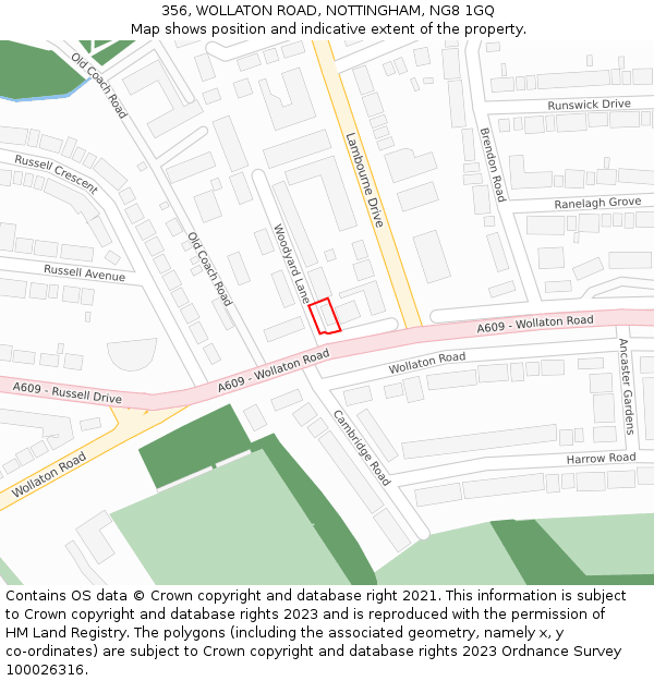 356, WOLLATON ROAD, NOTTINGHAM, NG8 1GQ: Location map and indicative extent of plot