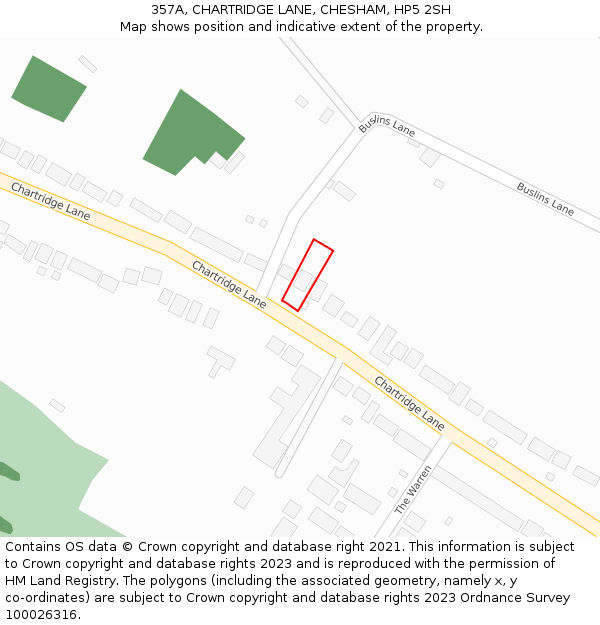 357A, CHARTRIDGE LANE, CHESHAM, HP5 2SH: Location map and indicative extent of plot