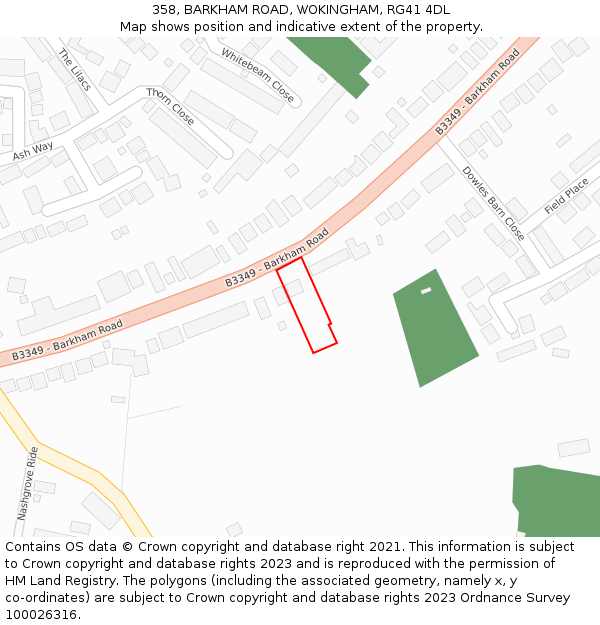 358, BARKHAM ROAD, WOKINGHAM, RG41 4DL: Location map and indicative extent of plot