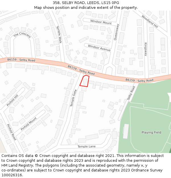 358, SELBY ROAD, LEEDS, LS15 0PG: Location map and indicative extent of plot