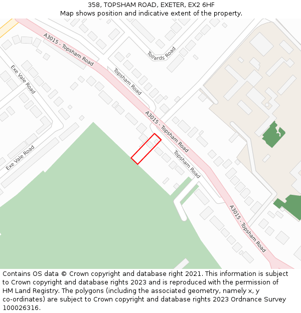 358, TOPSHAM ROAD, EXETER, EX2 6HF: Location map and indicative extent of plot