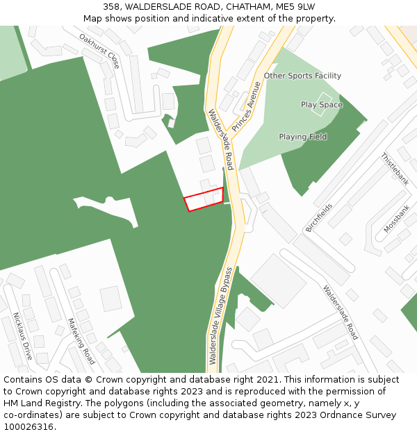 358, WALDERSLADE ROAD, CHATHAM, ME5 9LW: Location map and indicative extent of plot