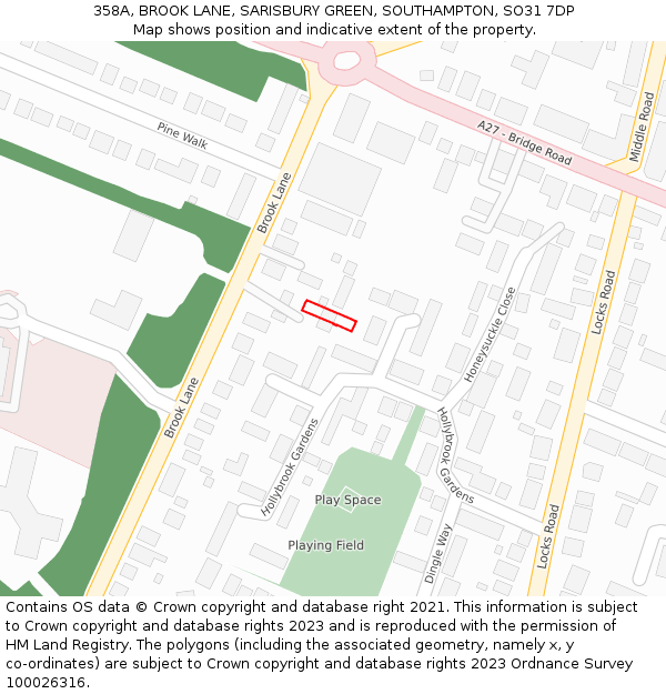 358A, BROOK LANE, SARISBURY GREEN, SOUTHAMPTON, SO31 7DP: Location map and indicative extent of plot