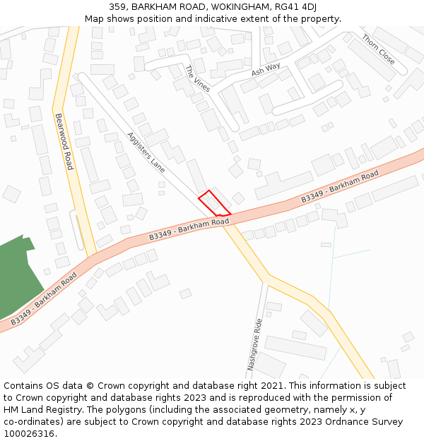 359, BARKHAM ROAD, WOKINGHAM, RG41 4DJ: Location map and indicative extent of plot