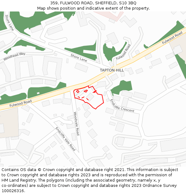 359, FULWOOD ROAD, SHEFFIELD, S10 3BQ: Location map and indicative extent of plot