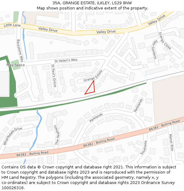 35A, GRANGE ESTATE, ILKLEY, LS29 8NW: Location map and indicative extent of plot