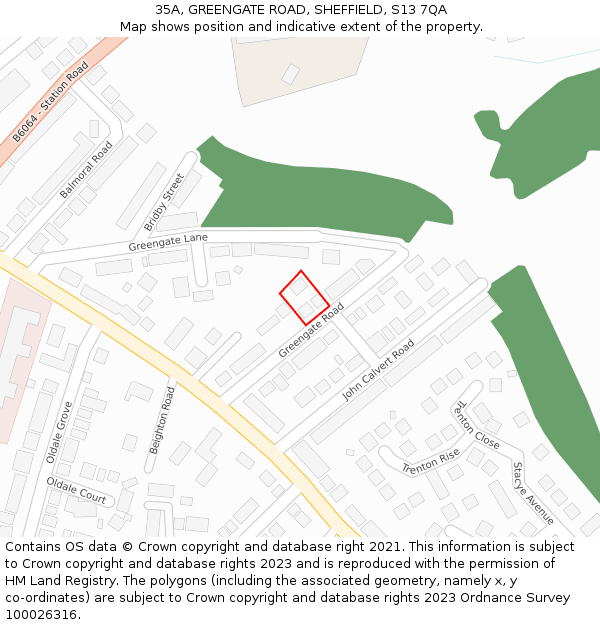 35A, GREENGATE ROAD, SHEFFIELD, S13 7QA: Location map and indicative extent of plot