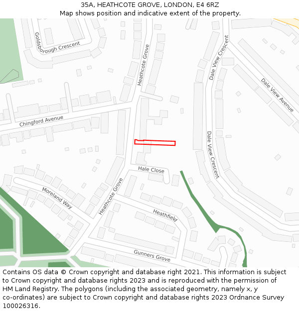 35A, HEATHCOTE GROVE, LONDON, E4 6RZ: Location map and indicative extent of plot