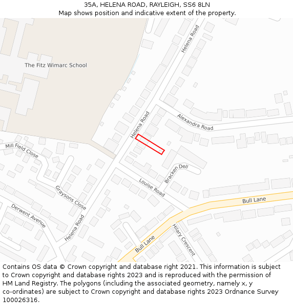 35A, HELENA ROAD, RAYLEIGH, SS6 8LN: Location map and indicative extent of plot