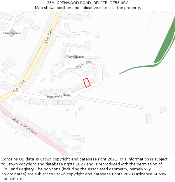 35A, OPENWOOD ROAD, BELPER, DE56 0SG: Location map and indicative extent of plot