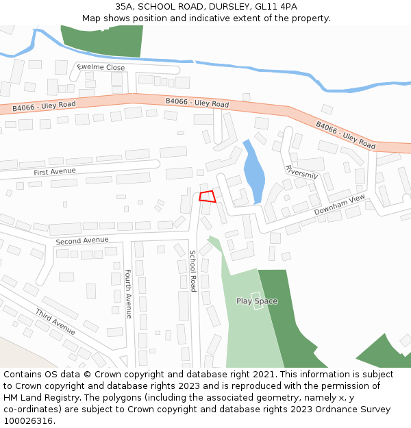 35A, SCHOOL ROAD, DURSLEY, GL11 4PA: Location map and indicative extent of plot