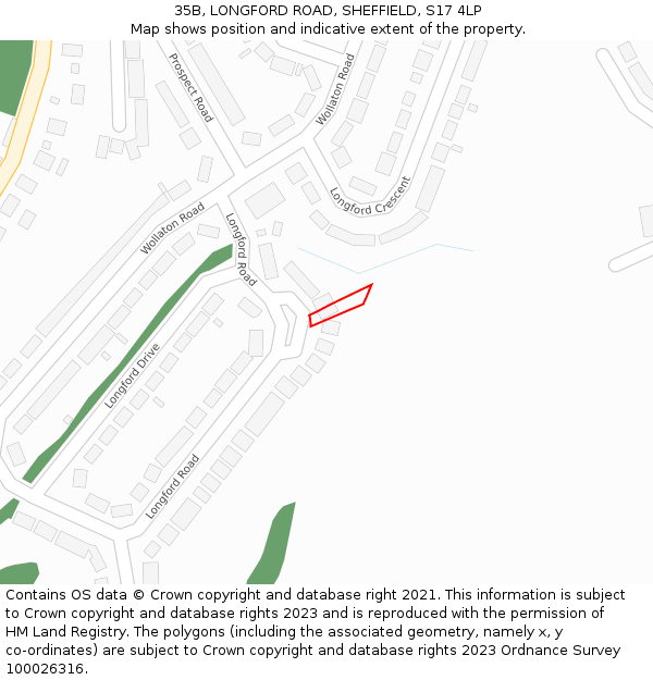 35B, LONGFORD ROAD, SHEFFIELD, S17 4LP: Location map and indicative extent of plot