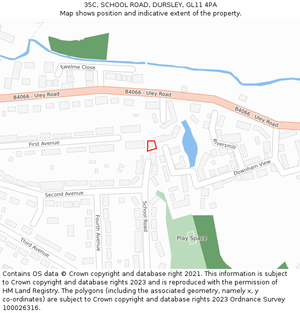 35C, SCHOOL ROAD, DURSLEY, GL11 4PA: Location map and indicative extent of plot