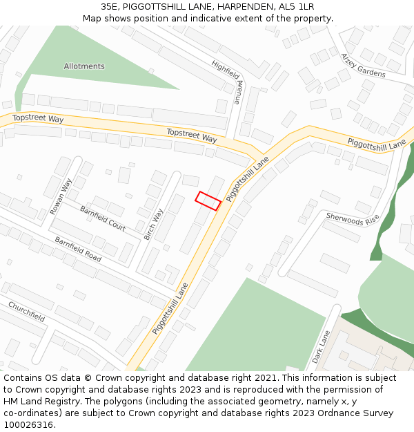 35E, PIGGOTTSHILL LANE, HARPENDEN, AL5 1LR: Location map and indicative extent of plot