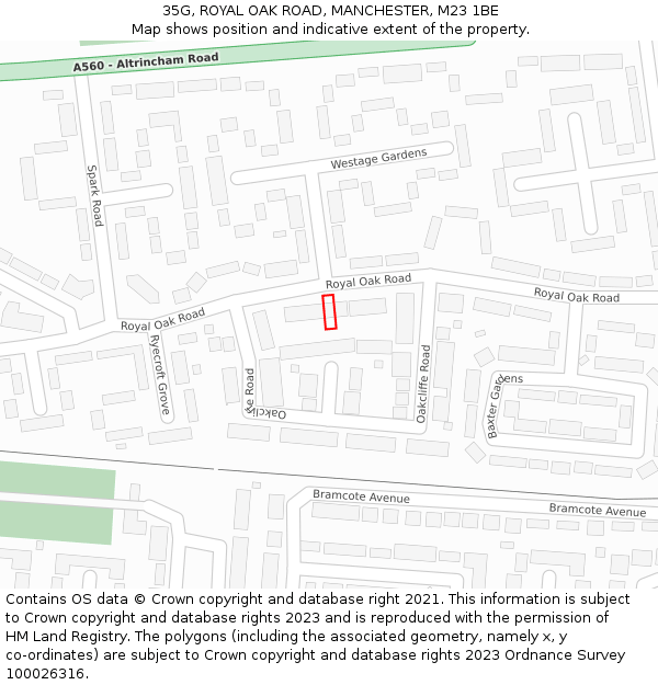 35G, ROYAL OAK ROAD, MANCHESTER, M23 1BE: Location map and indicative extent of plot