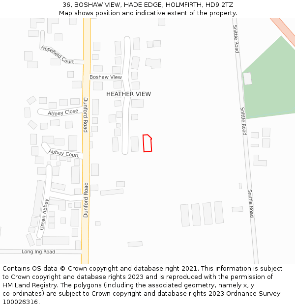 36, BOSHAW VIEW, HADE EDGE, HOLMFIRTH, HD9 2TZ: Location map and indicative extent of plot