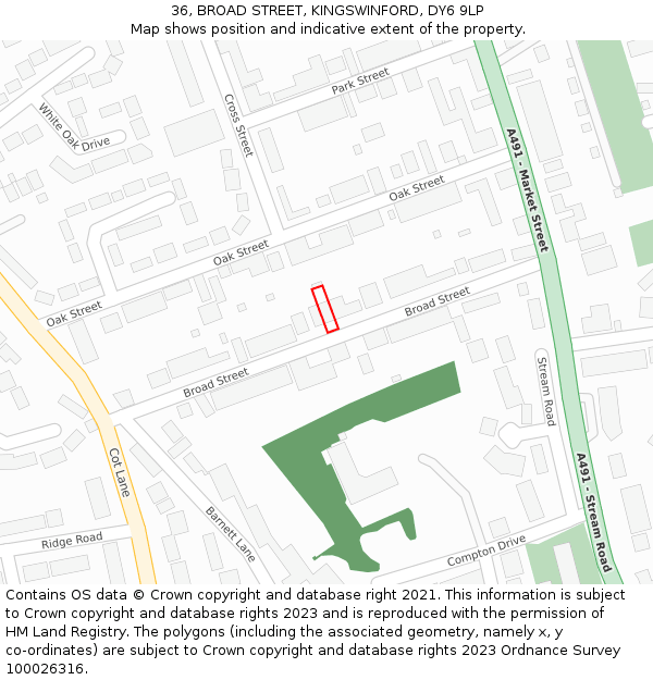 36, BROAD STREET, KINGSWINFORD, DY6 9LP: Location map and indicative extent of plot