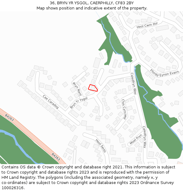 36, BRYN YR YSGOL, CAERPHILLY, CF83 2BY: Location map and indicative extent of plot