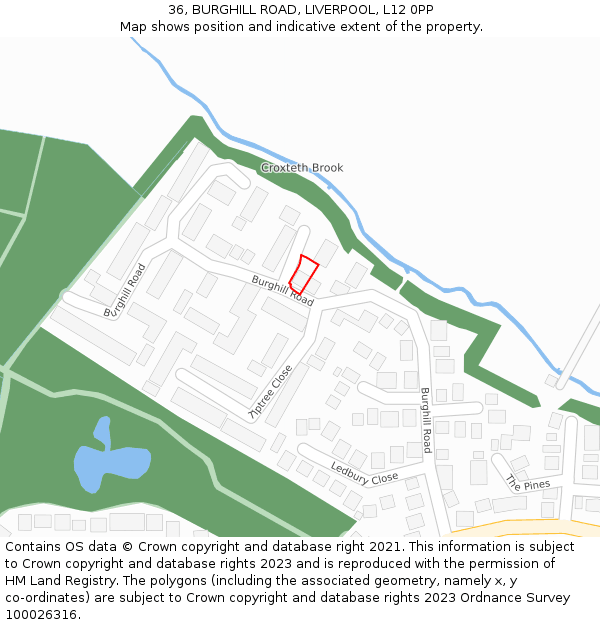 36, BURGHILL ROAD, LIVERPOOL, L12 0PP: Location map and indicative extent of plot
