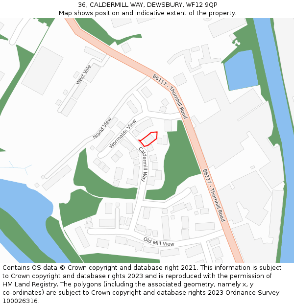 36, CALDERMILL WAY, DEWSBURY, WF12 9QP: Location map and indicative extent of plot
