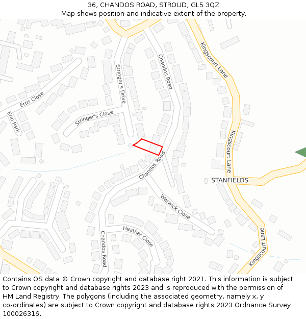 36, CHANDOS ROAD, STROUD, GL5 3QZ: Location map and indicative extent of plot