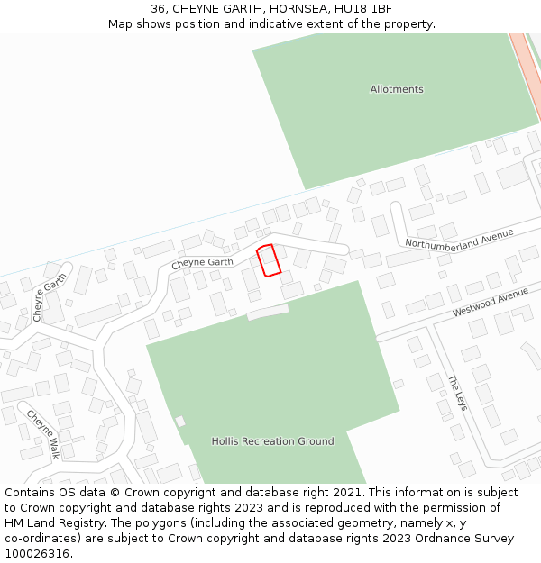 36, CHEYNE GARTH, HORNSEA, HU18 1BF: Location map and indicative extent of plot