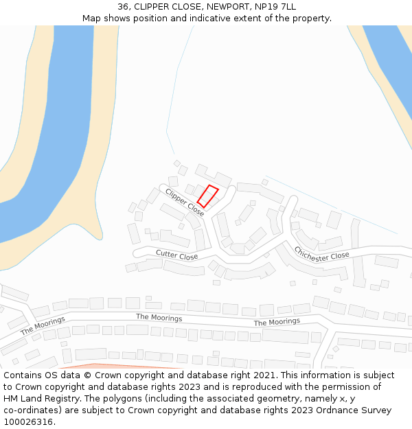 36, CLIPPER CLOSE, NEWPORT, NP19 7LL: Location map and indicative extent of plot