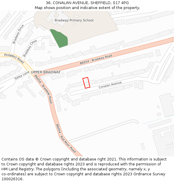36, CONALAN AVENUE, SHEFFIELD, S17 4PG: Location map and indicative extent of plot