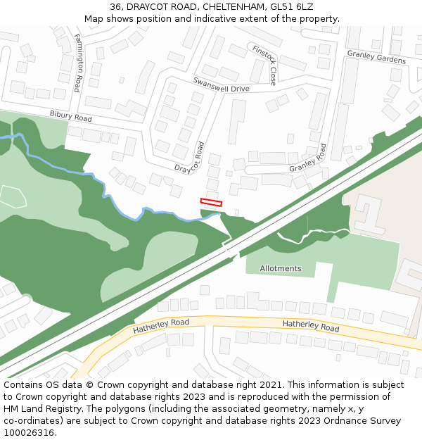 36, DRAYCOT ROAD, CHELTENHAM, GL51 6LZ: Location map and indicative extent of plot