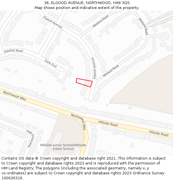 36, ELGOOD AVENUE, NORTHWOOD, HA6 3QS: Location map and indicative extent of plot