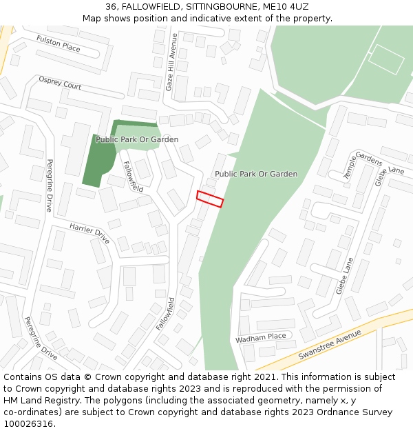 36, FALLOWFIELD, SITTINGBOURNE, ME10 4UZ: Location map and indicative extent of plot