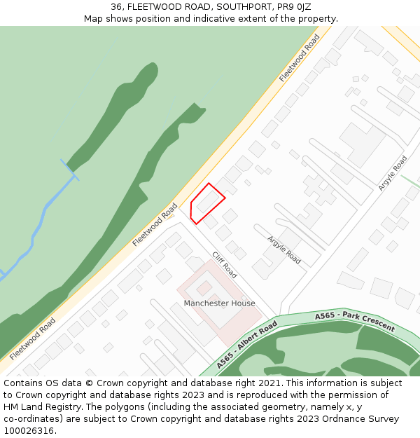 36, FLEETWOOD ROAD, SOUTHPORT, PR9 0JZ: Location map and indicative extent of plot